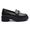 Mocassim Molly Feminino Tratorado Preto com Metal Prata