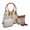 Conjunto 3 Peças estampada Bolsa Saco grande + Bolsa Transversal + nécessaire Bege - Gouveia Costa 