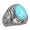Anel Pedra Turquesa Oval Aço Inox Prateado
