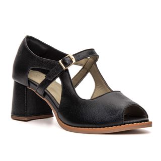 Sapato Peep Toe RetrÔ - Preto - SINTONIA