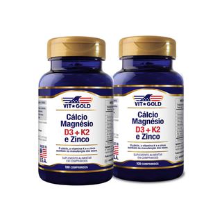 Cálcio Magnésio Zinco c/ Vit. D3 e K2 Vitgold Kit2... - Vitgold