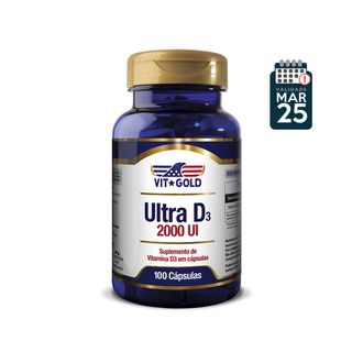 Vitamina Ultra D3 2000UI Vitgold 100 cápsulas - 1... - Vitgold