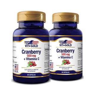 Cranberry 500mg + Vitamina C Vitgold Kit 2x 60 cáp... - Vitgold