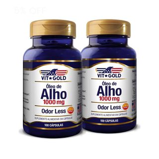 Óleo de Alho 1000 mg Odor Less Vitgold KIT2x 100 c... - Vitgold