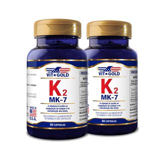 Vitamina K2 MK-7 100mcg Vitgold Kit 2x 60 Cápsulas... - Vitgold