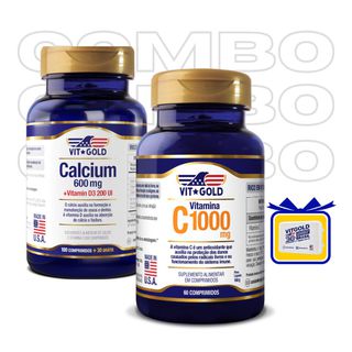 Cálcio 600 mg com Vitamina D3 Vitgold 100 comprimi... - Vitgold
