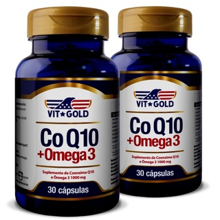 Coenzima Q10 CoQ10 com Ômega 3 1000mg Vitgold Kit ... - Vitgold
