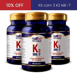 Vitamina K2 MK-7 100mcg Vitgold Kit 3x 60 Cápsulas... - Vitgold
