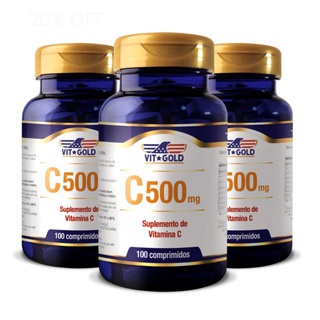 Vitamina C 500 mg Vitgold Kit 3x 100 Comprimido - ... - Vitgold