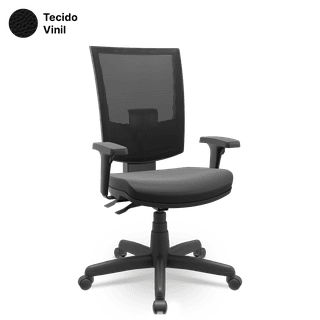 Cadeira Flash Presidente Vinil Tela Mesh Giratória - Braços Reguláveis e Sistema BackPlax - Francolivetti