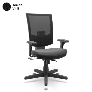 Cadeira Flash Presidente Vinil Tela Mesh Giratória Relax, Braços Reguláveis - Francolivetti