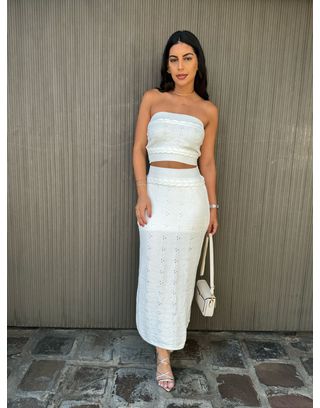 Conjunto De Tricô Branco Raquel - MHA VIANA STORE