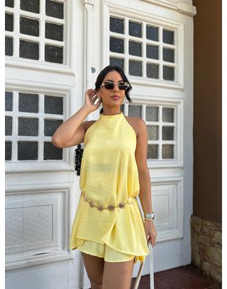 Conjunto De Short E Blusa Amarelo Patricia - MHA VIANA STORE