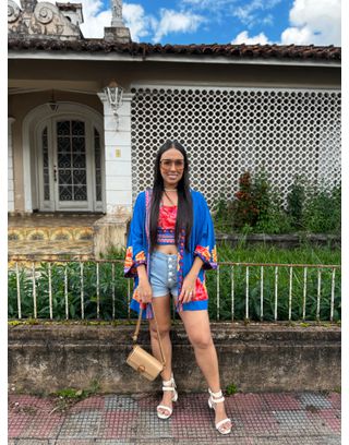 Kimono Azul Floral - MHA VIANA STORE