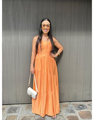 vestido luiza laranja - MHA VIANA STORE