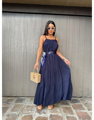Vestido Longo Sasha Azul Marinho - MHA VIANA STORE