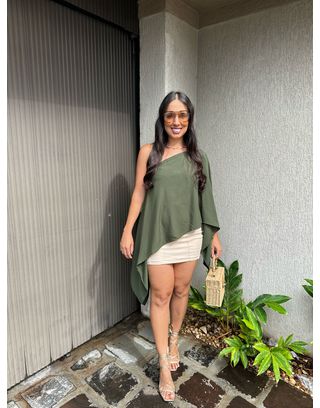 Blusa Capa Luana Verde Oliva - MHA VIANA STORE