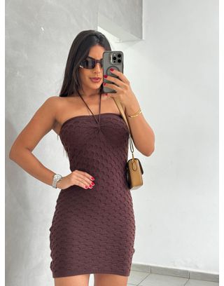 Vestido Tricô Marrom Clara - MHA VIANA STORE