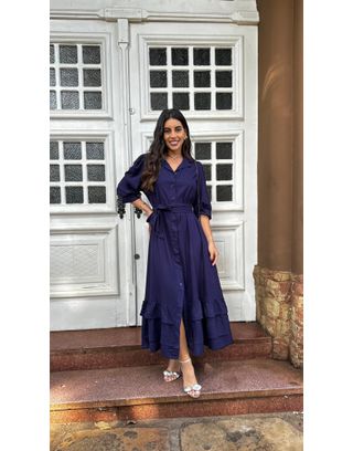 Vestido Longo Alice Azul Marinho - MHA VIANA STORE
