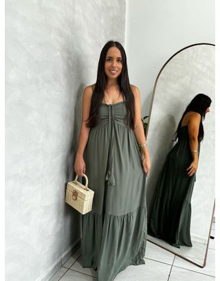 Vestido Eleonora Verde Oliva - MHA VIANA STORE