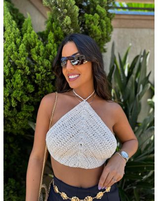 Cropped Tricô Bege - MHA VIANA STORE