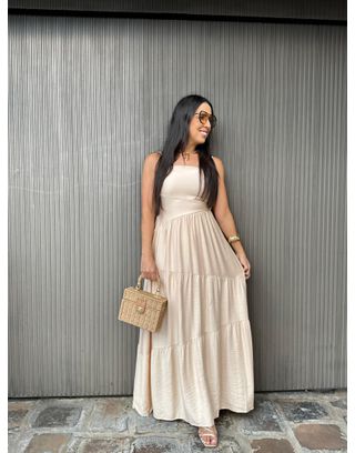 Vestido Luiza Bege - MHA VIANA STORE