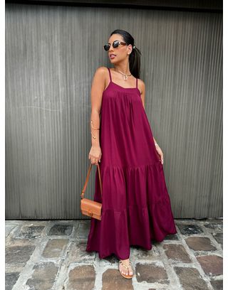 Vestido Longo Sasha Bordô - MHA VIANA STORE