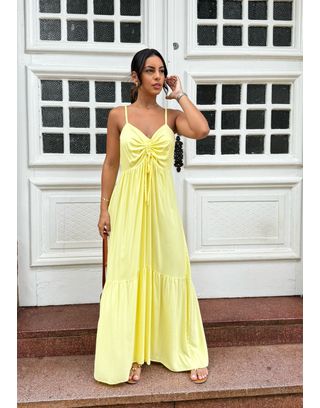 Vestido Amarelo Longo Laura - MHA VIANA STORE