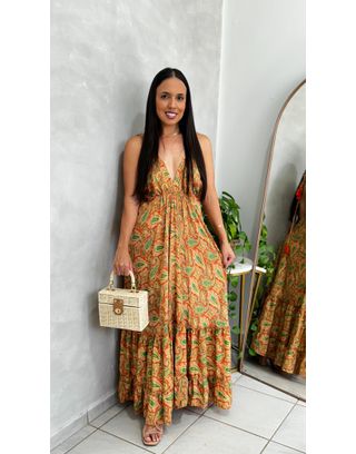Vestido Indiano Laranja - MHA VIANA STORE