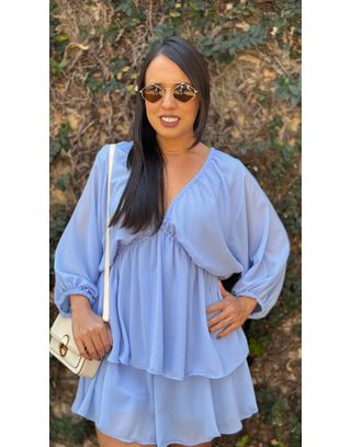 Vestido Macaquinho Azul Bebê Mirela - MHA VIANA STORE