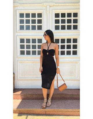 Vestido Paola Preto de Tricô Modal - MHA VIANA STORE