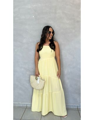 vestido luiza amarelo mantega - MHA VIANA STORE