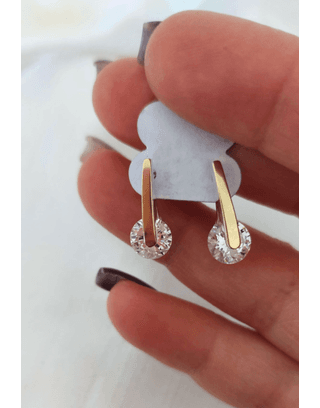 Brinco De Prata Com Apliques De Ouro E Zircônias P... - DÁLIA MARIA JOIAS