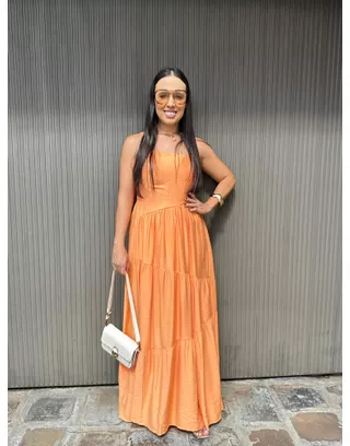 vestido luiza laranja - MHA VIANA STORE