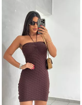 Vestido Tricô Marrom Clara - MHA VIANA STORE