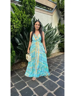 Vestido Indiano Ciano - MHA VIANA STORE