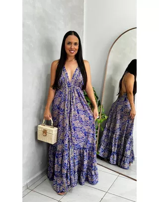 Vestido Indiano Azul - MHA VIANA STORE