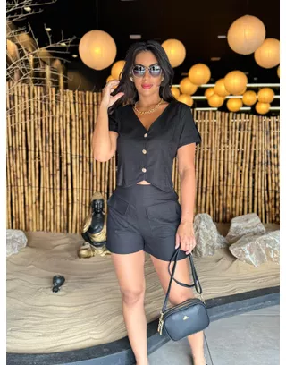 Conjunto em Linho Preto - MHA VIANA STORE
