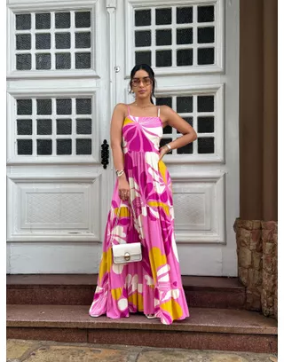 Vestido Flora Rosa - MHA VIANA STORE