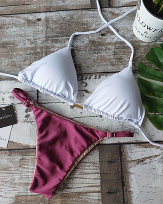Biquini Turmalina e Branco ref bs 430 - Use Amazona