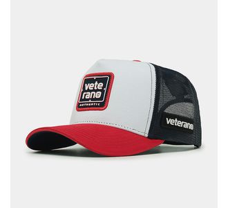 Boné Trucker Brave Branco, Vermelho e Azul - Use Veterano | Botinas de Qualidade