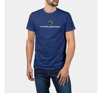 Camiseta Masculina O Agro Não Para Veterano Azul - Use Veterano | Botinas de Qualidade