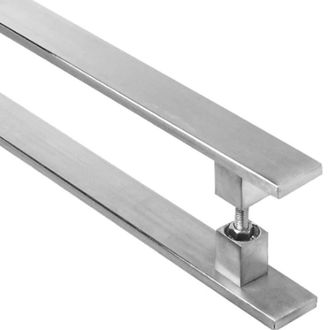 Puxador duplo barra chata Inox Escovado Para Porta Pivotante 60x80