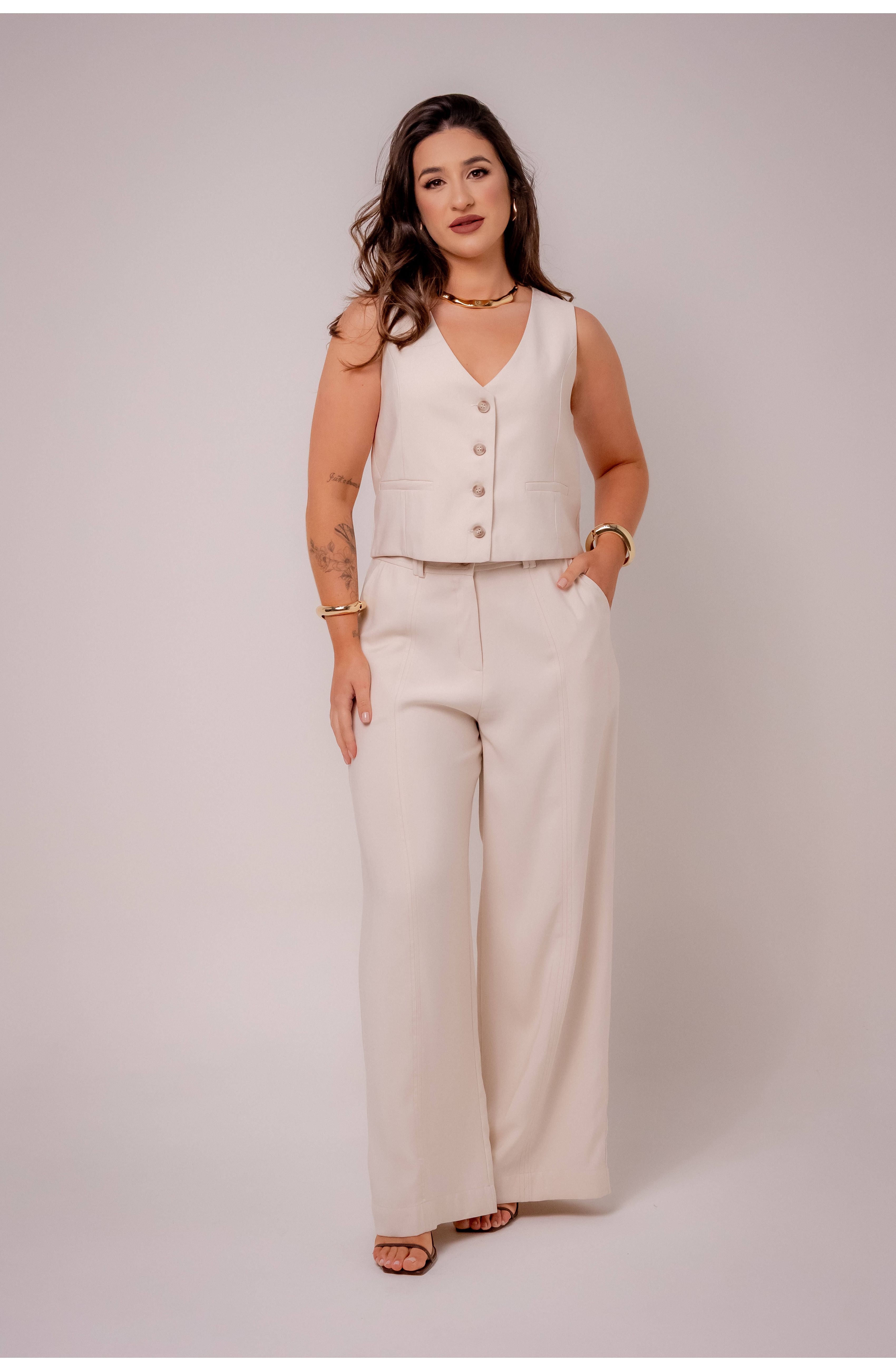 CALÇA ALFAIATARIA ANNE - AVEIA 