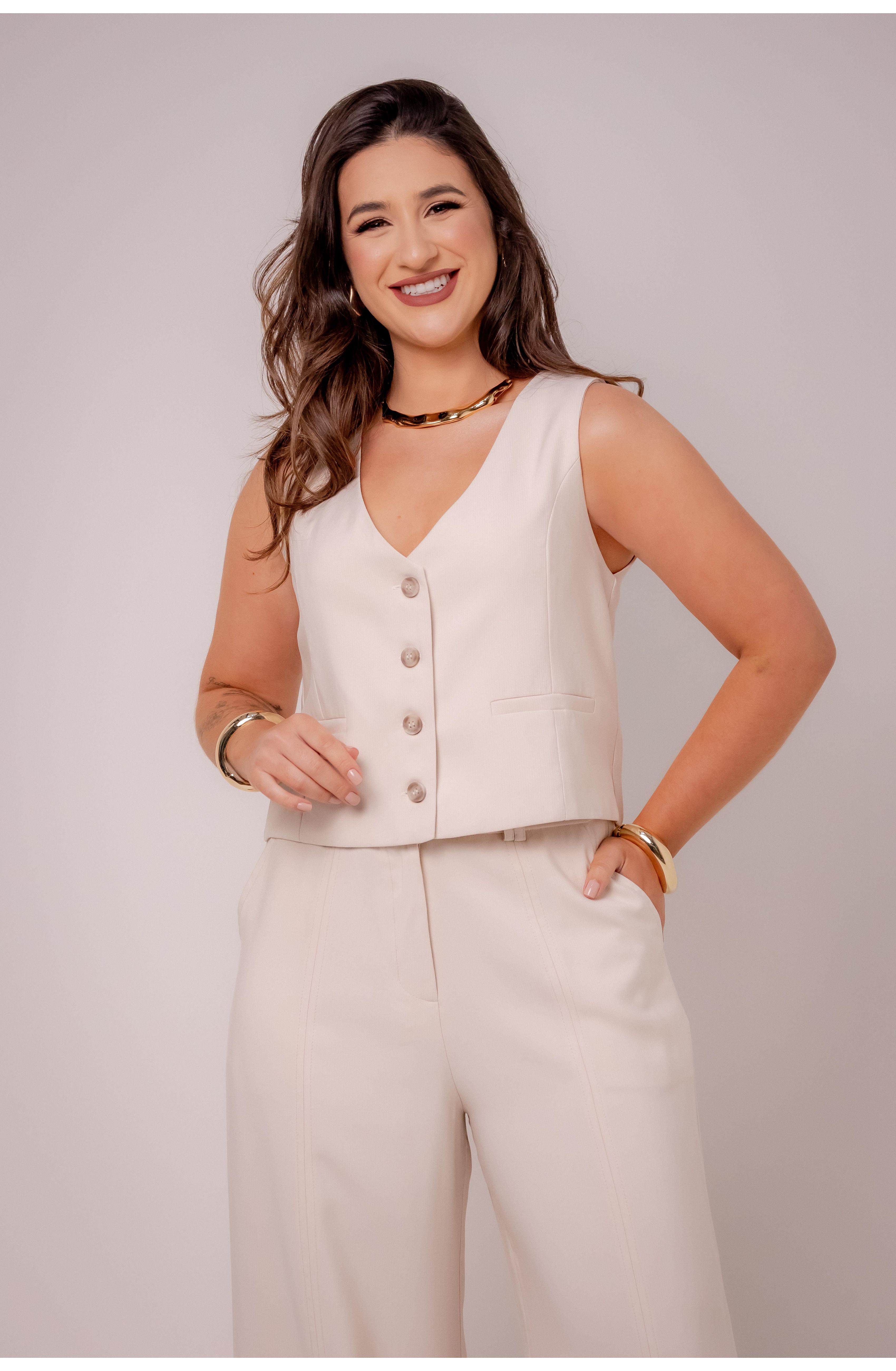 CALÇA ALFAIATARIA ANNE - AVEIA 