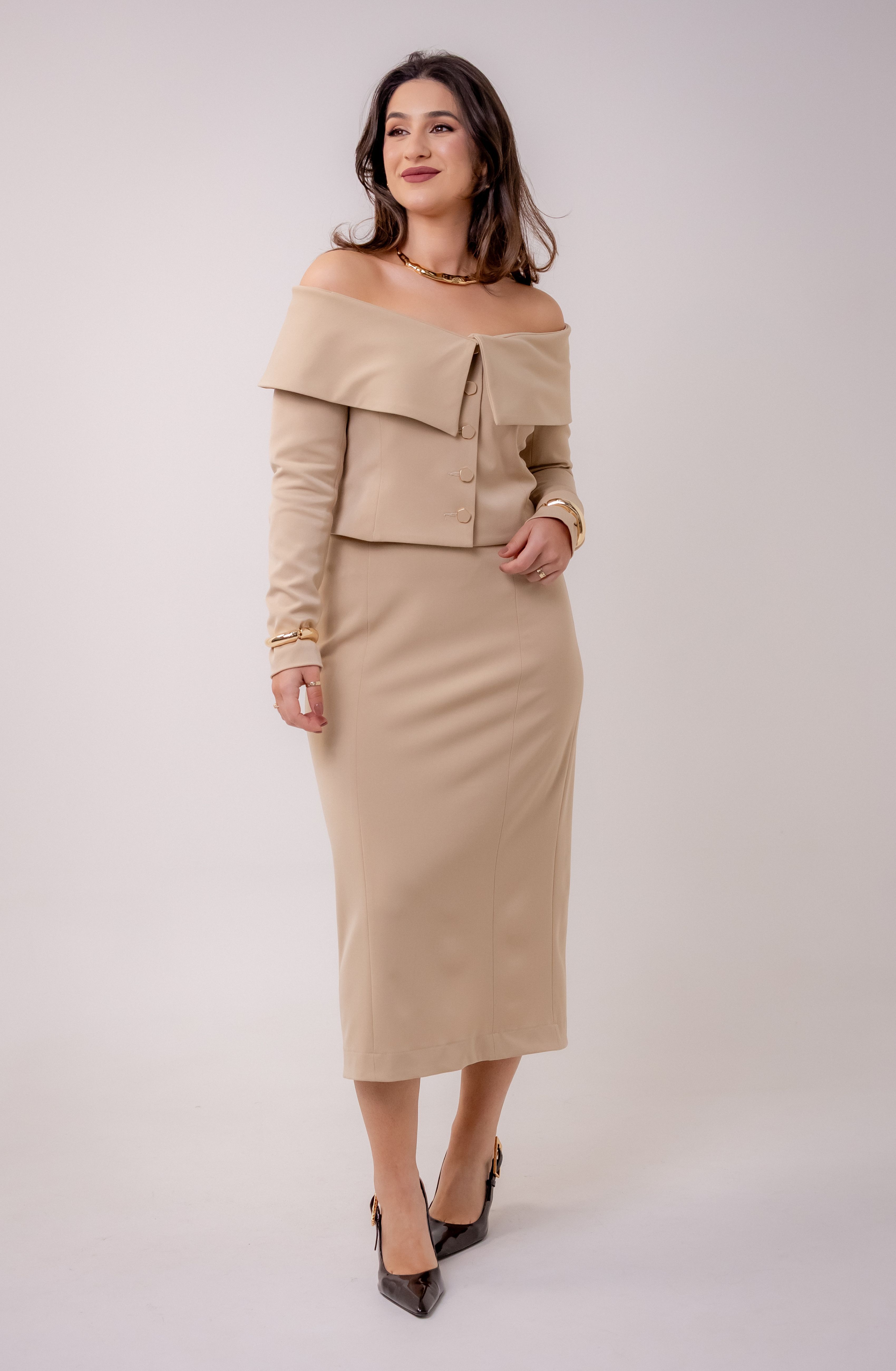SAIA MIDI CELINE - BEGE