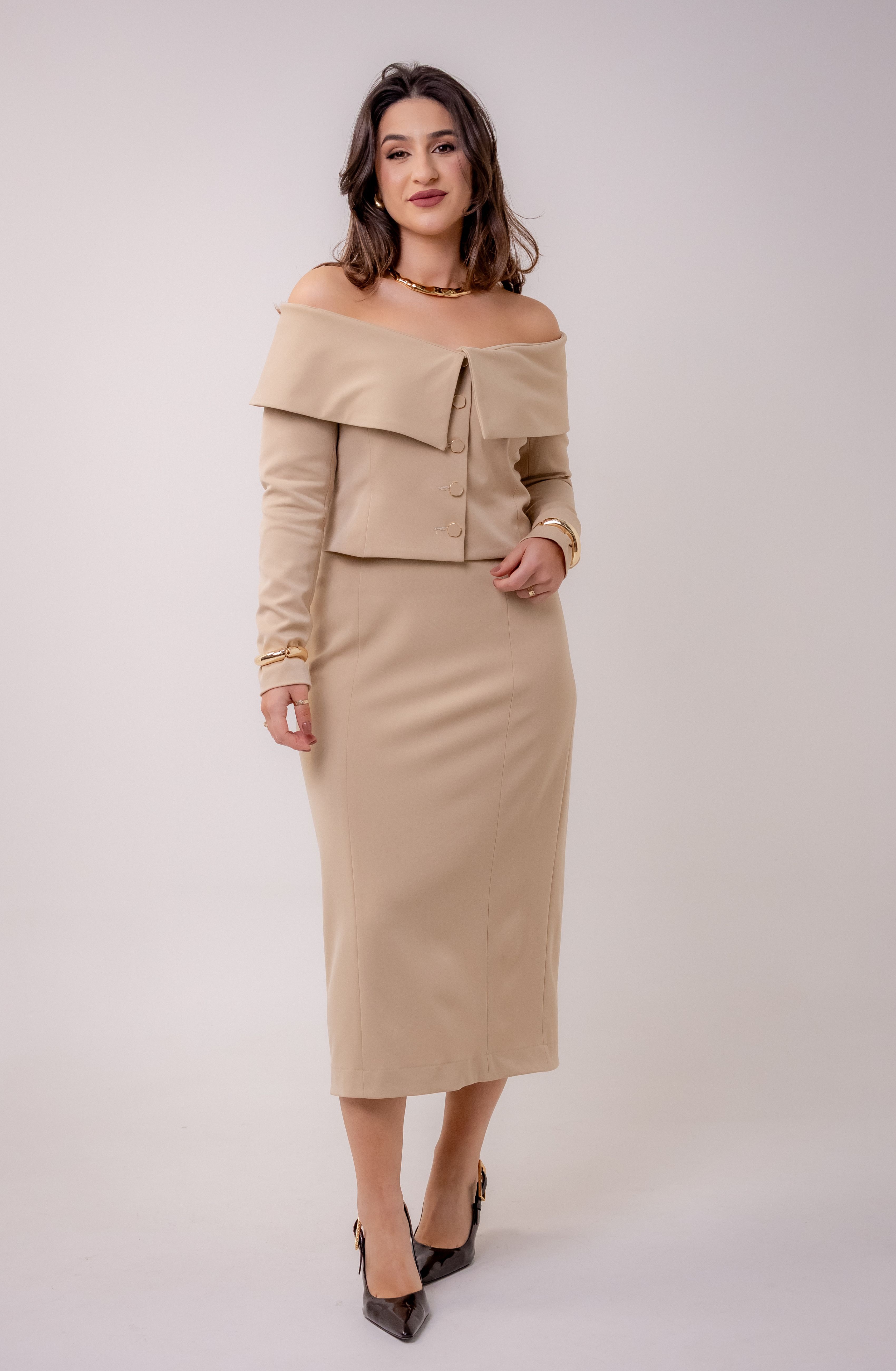 SAIA MIDI CELINE - BEGE