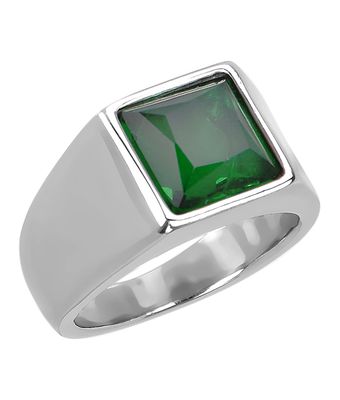 Anel Zircônia Esmeralda 11x11mm Aço Inox Níqu... - MANTOAN LOJA