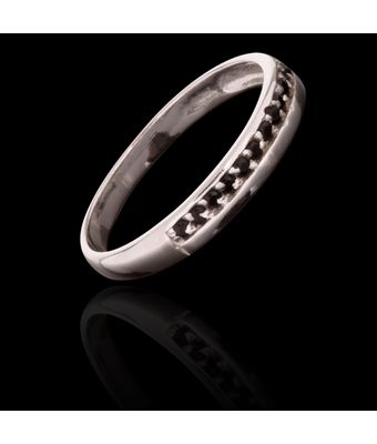 Aliança 3,5mm com 12 Zircônias Pretas Prata 9... - MANTOAN LOJA