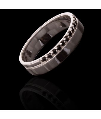 Aliança 5mm com 11 Zircônias Pretas Prata 925... - MANTOAN LOJA